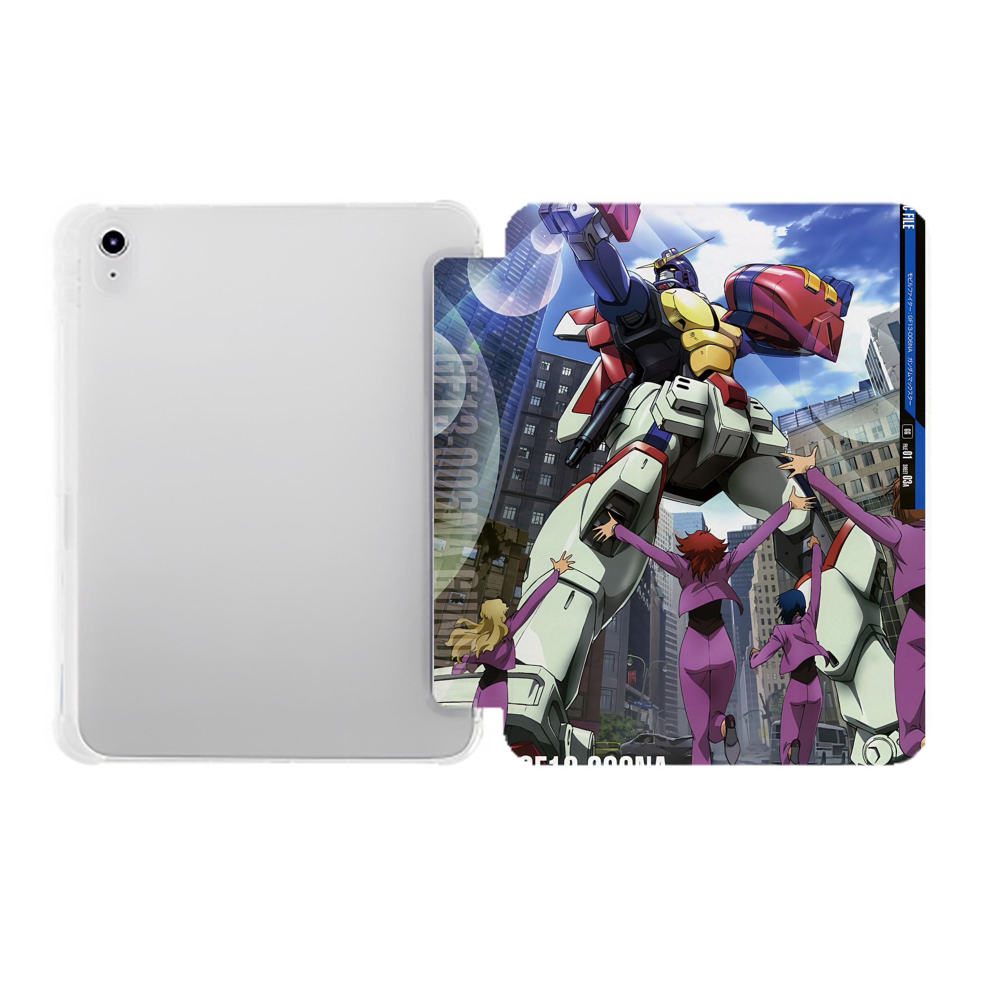 （画像用） 機動戦士ガンダム Mobile Suit Gundam IPad ケース ペン収納付き 三つ折りスタンド PUレザー×シリコン 対応機種9.5/10.5/10.9インチ